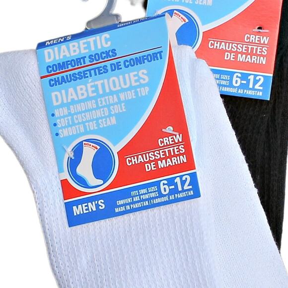 Men's 2 Pack Diabetic Crew Socks Fits Shoe Size 6-12 - Picture 10 of 11